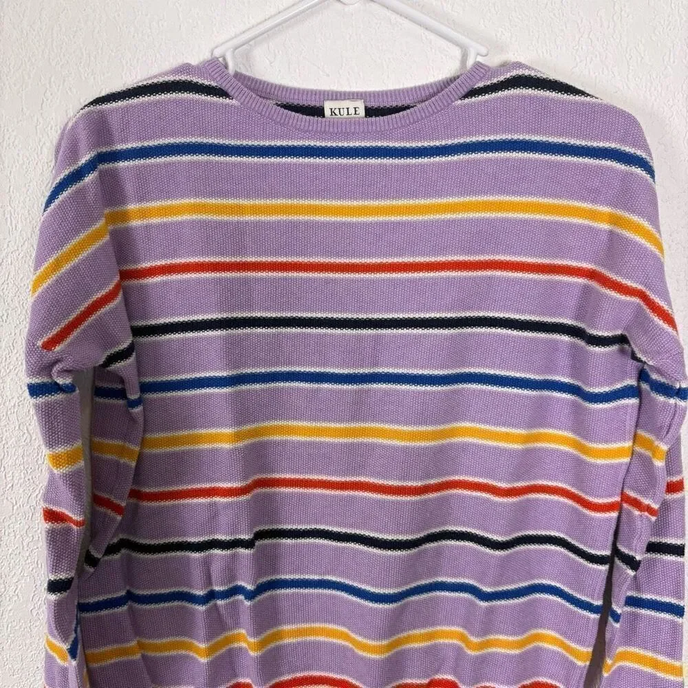 Kule Vandy Striped Pullover Sweater Purple with Colorful Stripes Size XS